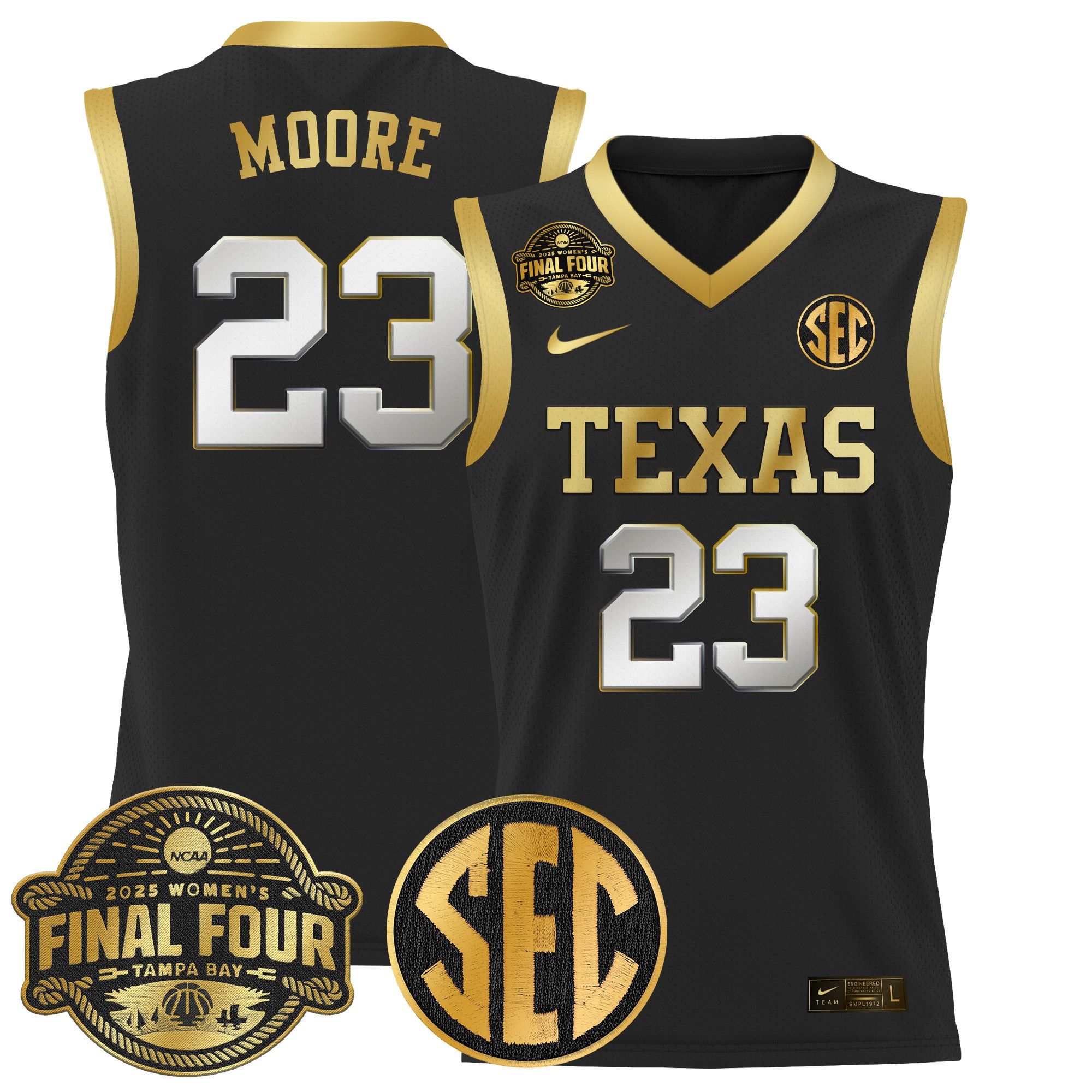 Men Texas Longhorns #23 Moore Black Nike 2025 Final Four Patch Lightweight Basketball NCAA Jerseys->ncaa teams->NCAA Jersey